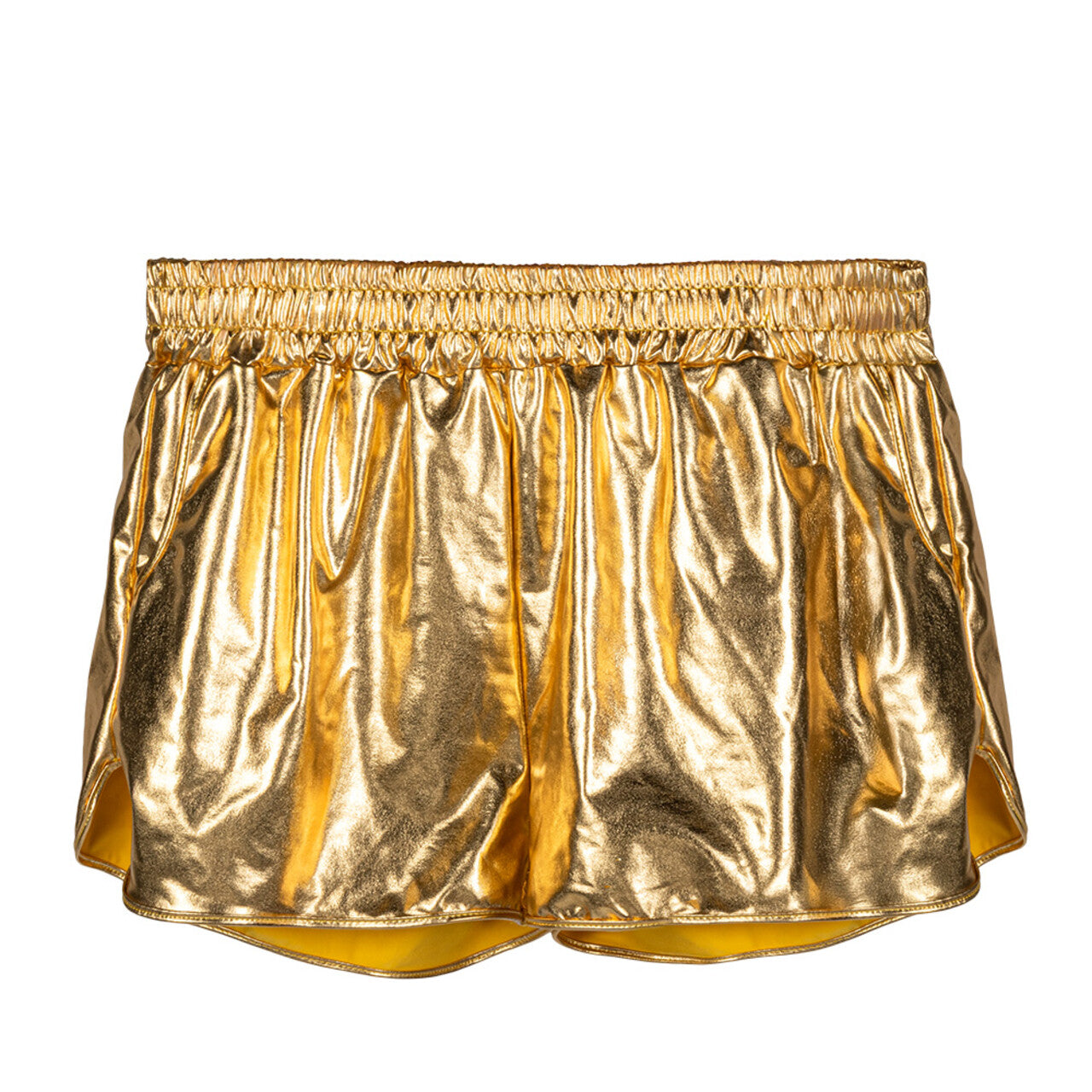 Op deze afbeelding zie je een Kostuums, van het merk Boland. Hotpants Metallic Shiny Sports Goud Vrouw