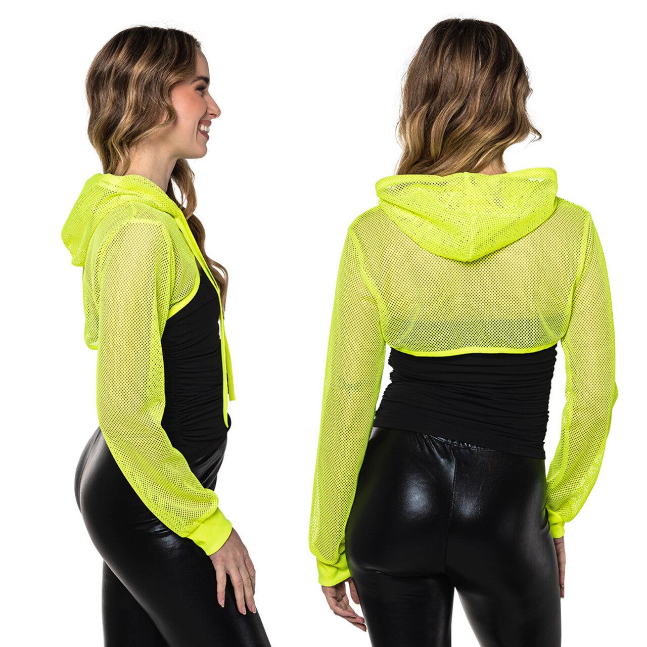 Op deze afbeelding zie je een Kostuums, van het merk Boland. Sportief Visnet Festival Bolero Neon Geel Vrouw