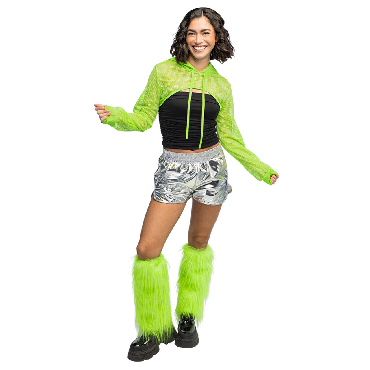 Op deze afbeelding zie je een Kostuums, van het merk Boland. Sportief Visnet Festival Bolero Neon Groen Vrouw