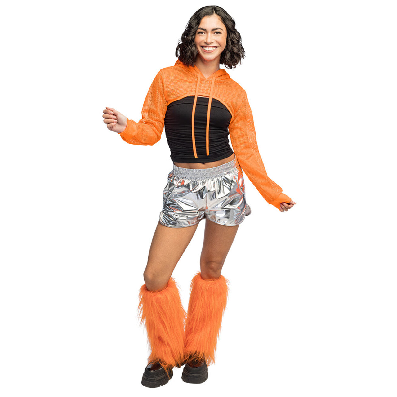 Op deze afbeelding zie je een Kostuums, van het merk Boland. Sportief Visnet Festival Bolero Neon Oranje Vrouw