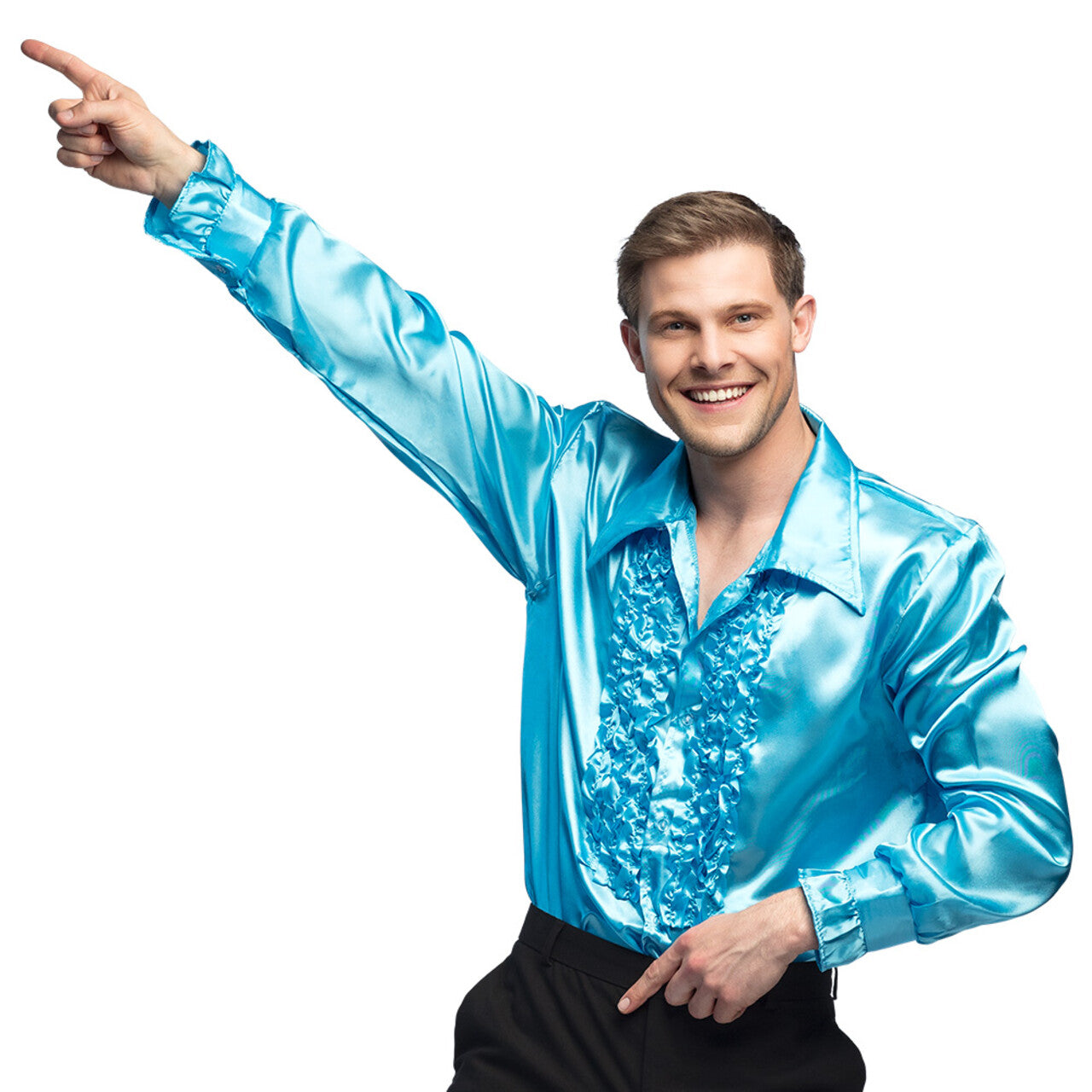 Op deze afbeelding zie je een Kostuums, van het merk Boland. Rouchen Blouse Lichtblauw Here To Party Man
