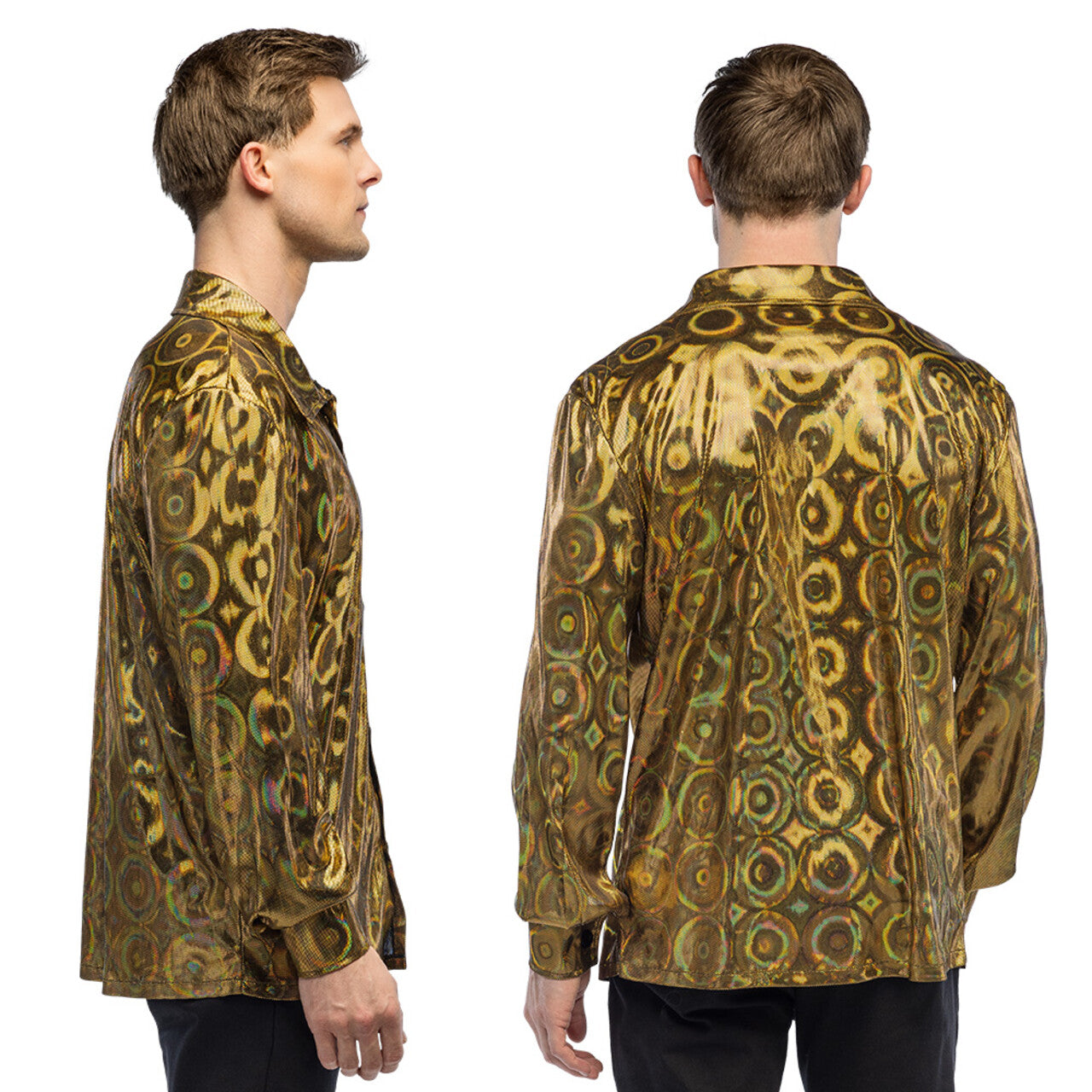 Op deze afbeelding zie je een Kostuums, van het merk Boland. Blouse Lumi Disco Goud Man
