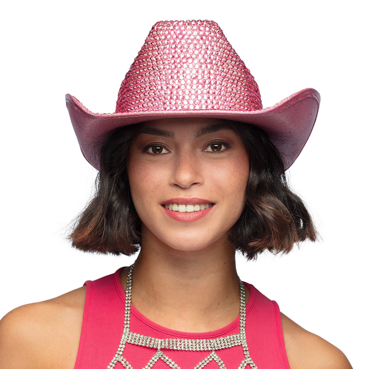 Op deze afbeelding zie je een Accessoires, van het merk Boland. Diva Strass Cowboyhoed Roze High Quality