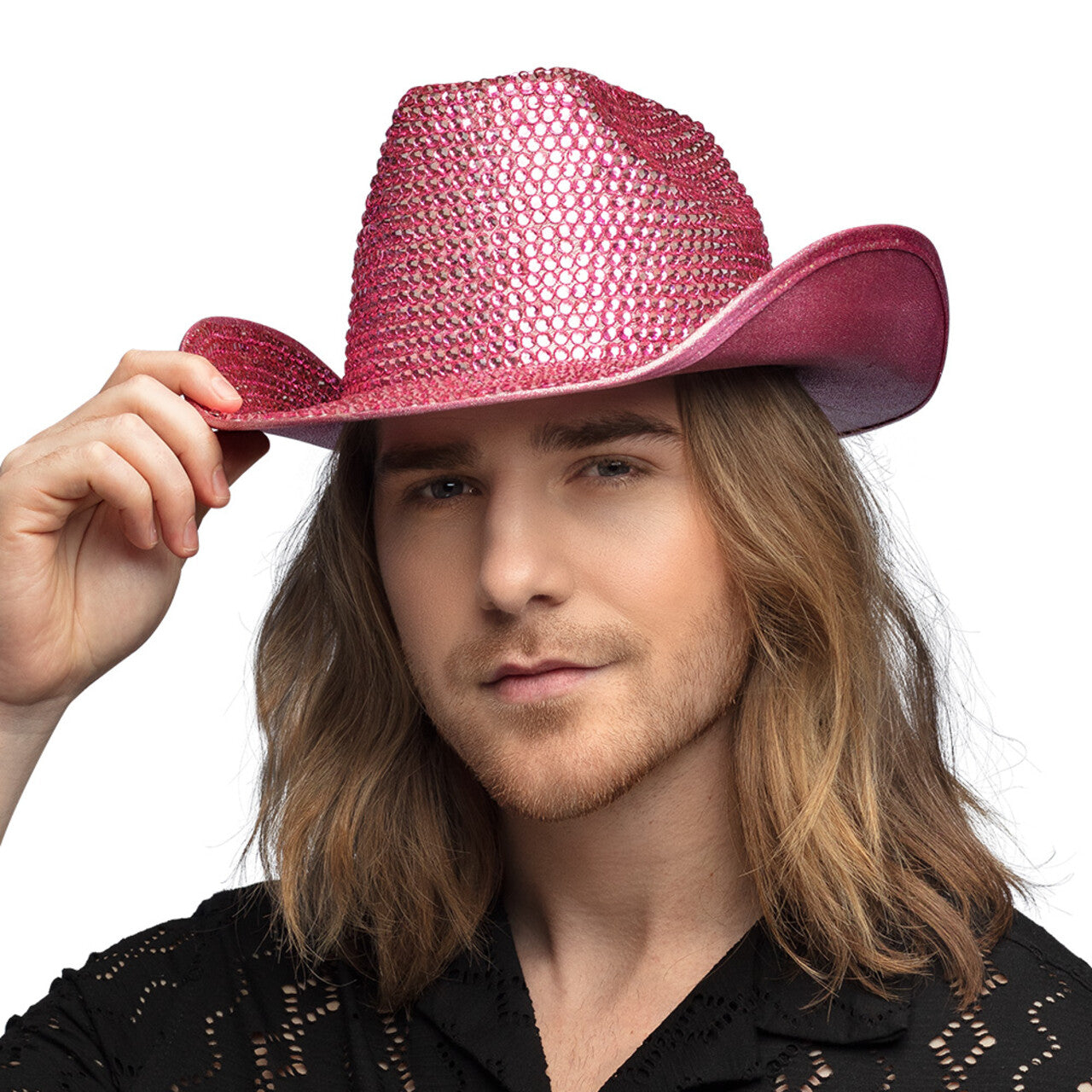 Op deze afbeelding zie je een Accessoires, van het merk Boland. Diva Strass Cowboyhoed Roze High Quality
