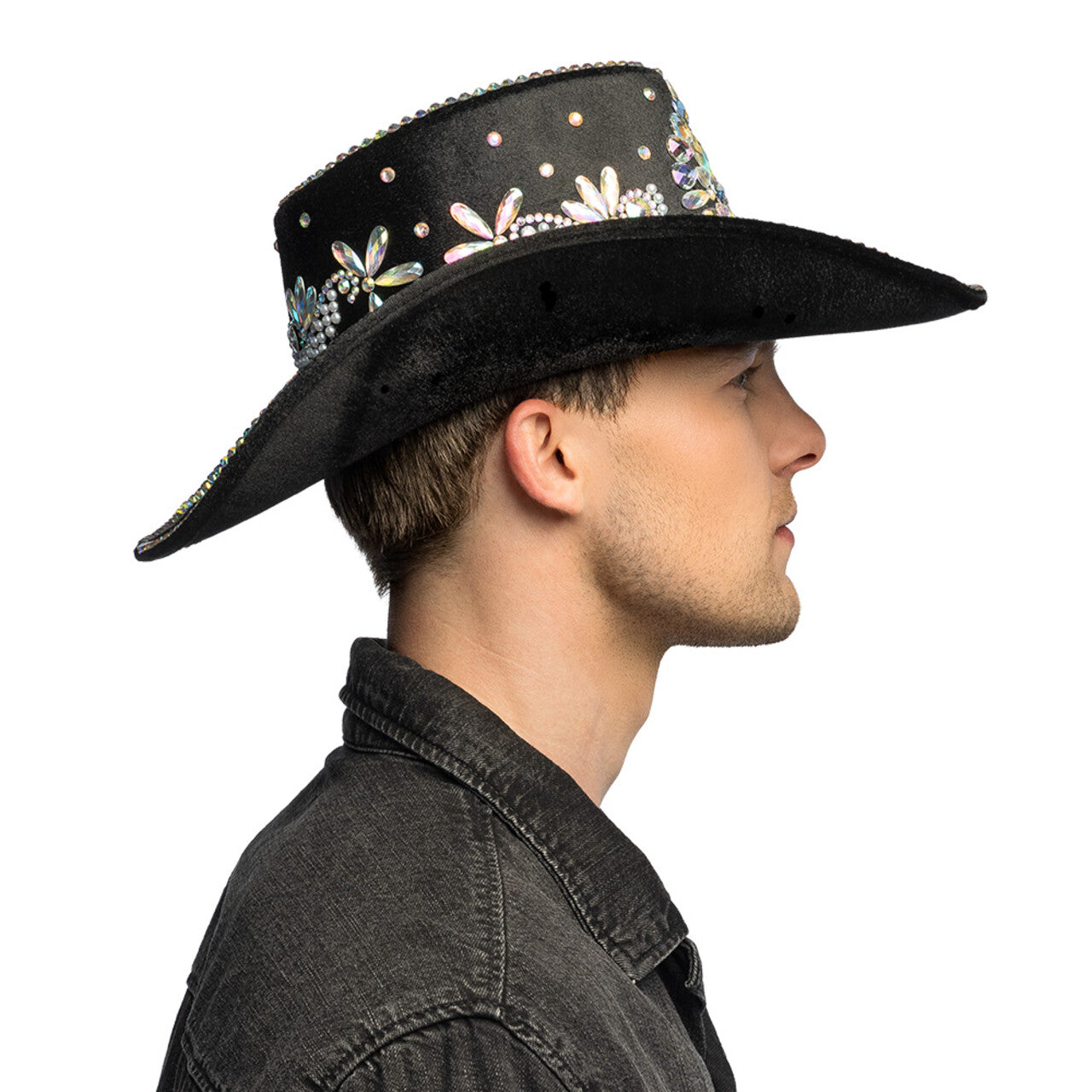 Op deze afbeelding zie je een Accessoires, van het merk Boland. Crystal Chaos Cowboyhoed Zwart