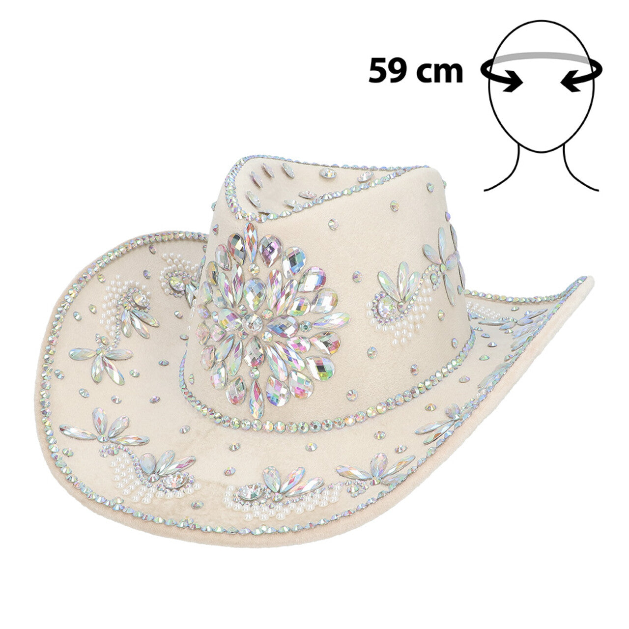 Op deze afbeelding zie je een Accessoires, van het merk Boland. Crystal Chaos Cowboyhoed Beige