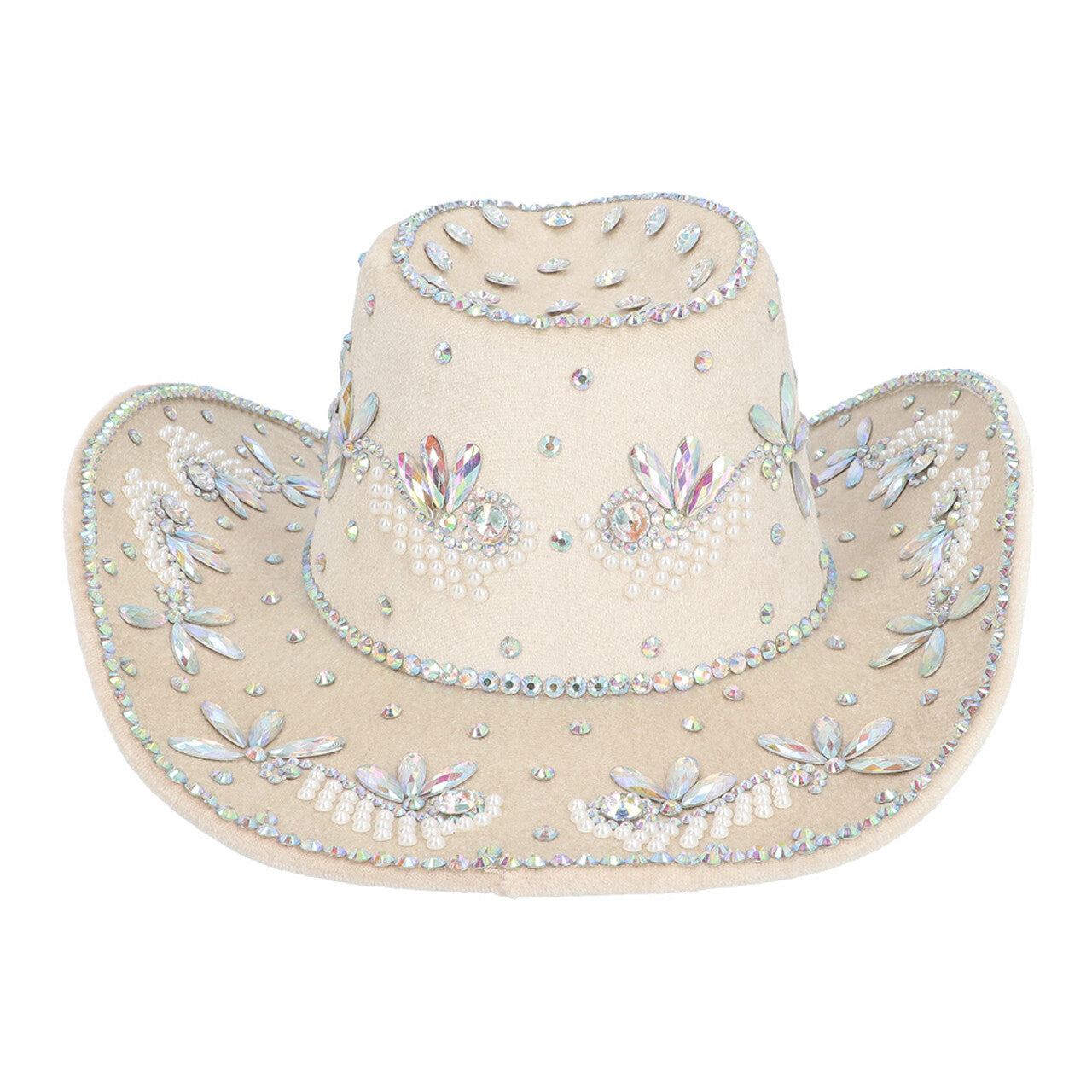 Op deze afbeelding zie je een Accessoires, van het merk Boland. Crystal Chaos Cowboyhoed Beige