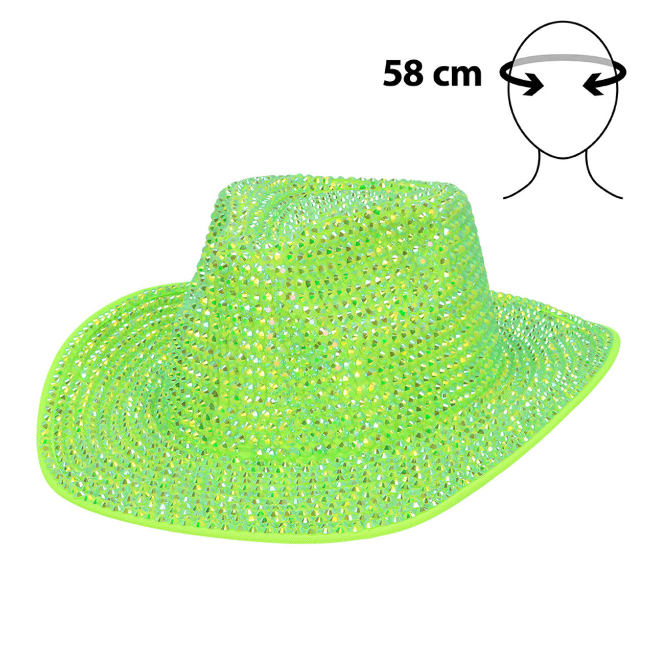 Op deze afbeelding zie je een Accessoires, van het merk Boland. Aurora Strass Cowboyhoed Neongroen Uv