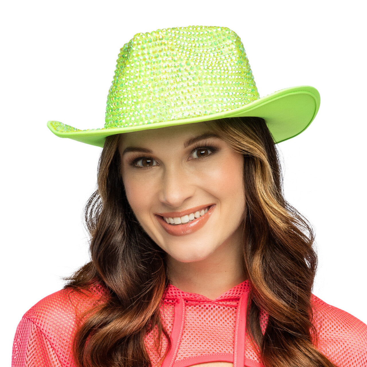 Op deze afbeelding zie je een Accessoires, van het merk Boland. Aurora Strass Cowboyhoed Neongroen Uv