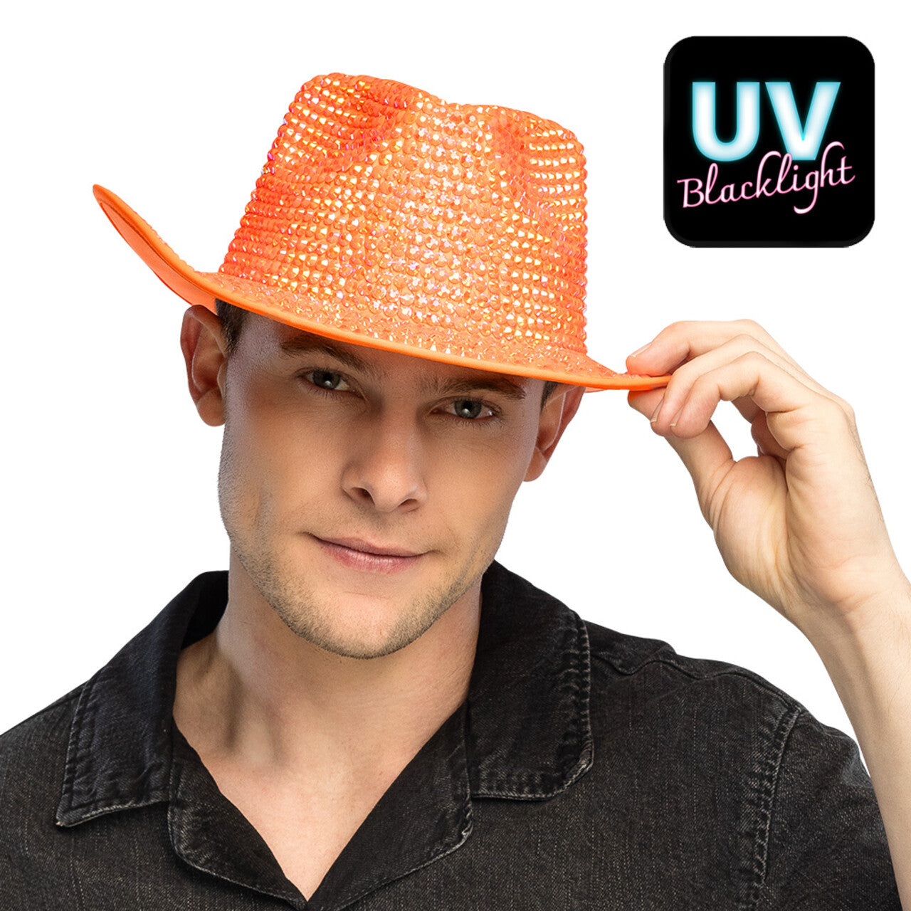 Op deze afbeelding zie je een Accessoires, van het merk Boland. Aurora Strass Cowboyhoed Neonoranje Uv