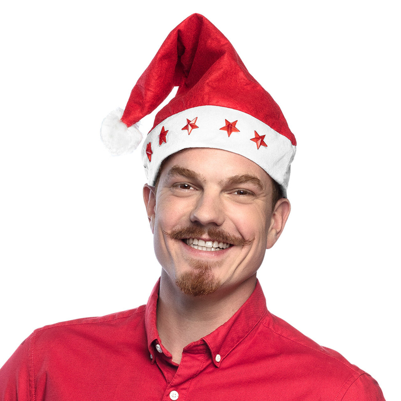 Op deze afbeelding zie je een Accessoires, van het merk Boland. Kerstmuts Sterren Rood