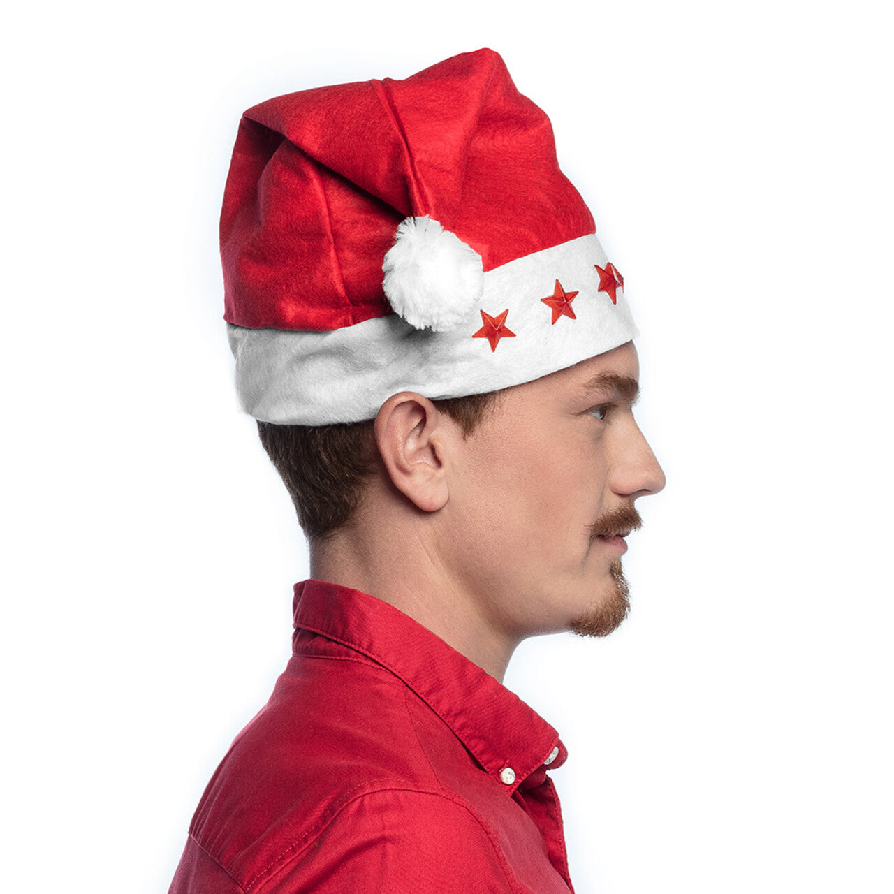 Op deze afbeelding zie je een Accessoires, van het merk Boland. Kerstmuts Sterren Rood