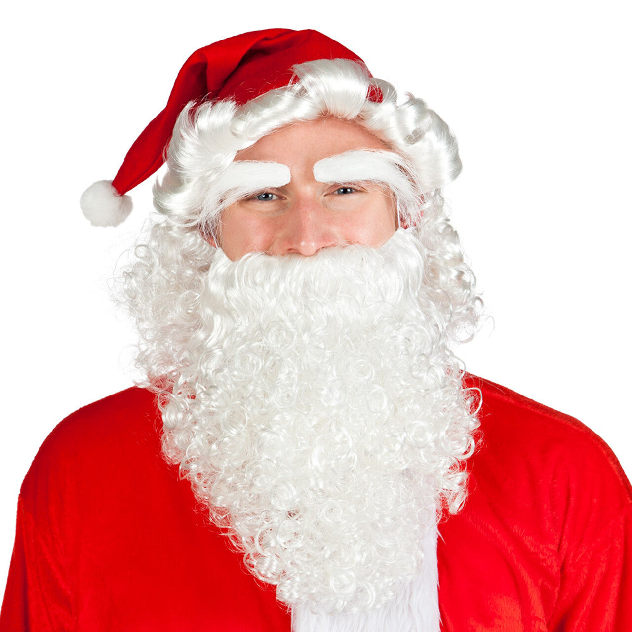 Op deze afbeelding zie je een Accessoires, van het merk Boland. Set Kerstman Promo (Muts, Pruik, Wenkbrauwen En Baard)