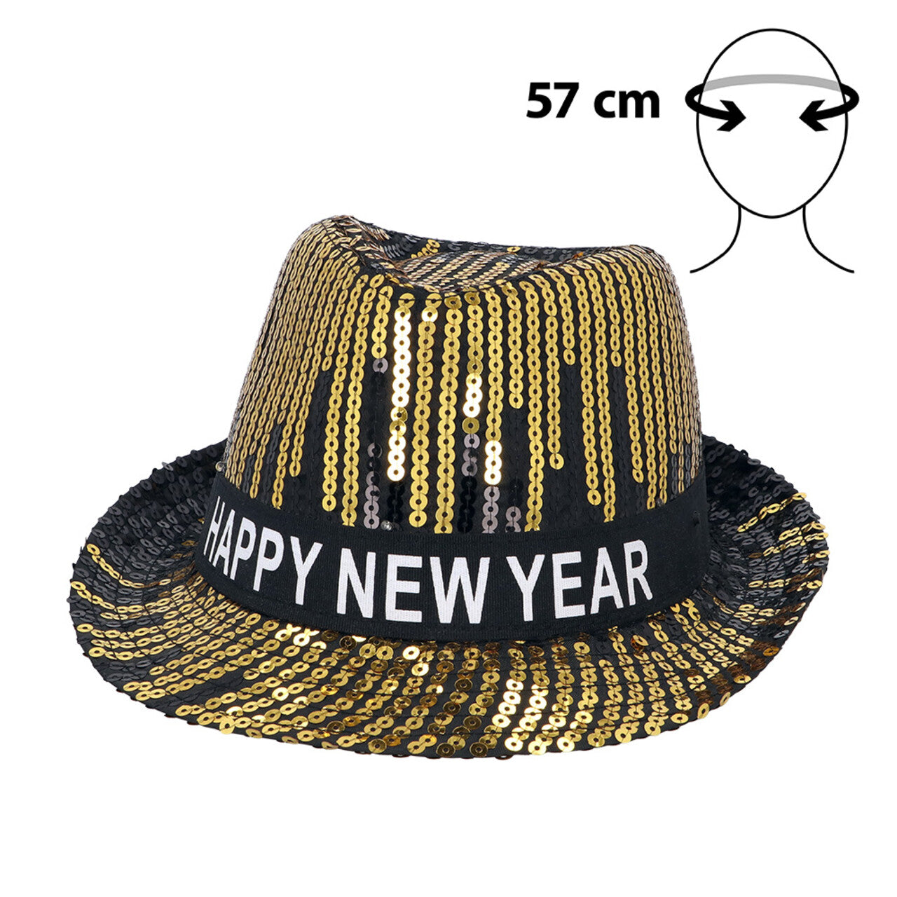 Op deze afbeelding zie je een Accessoires, van het merk Boland. Gouden Happy New Year Hoed Met Licht