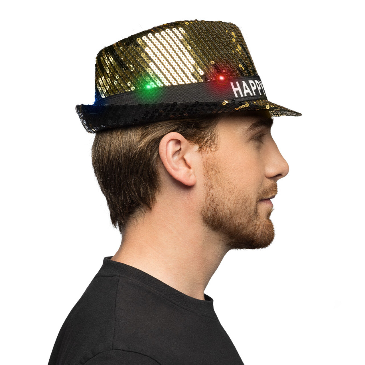 Op deze afbeelding zie je een Accessoires, van het merk Boland. Gouden Happy New Year Hoed Met Licht