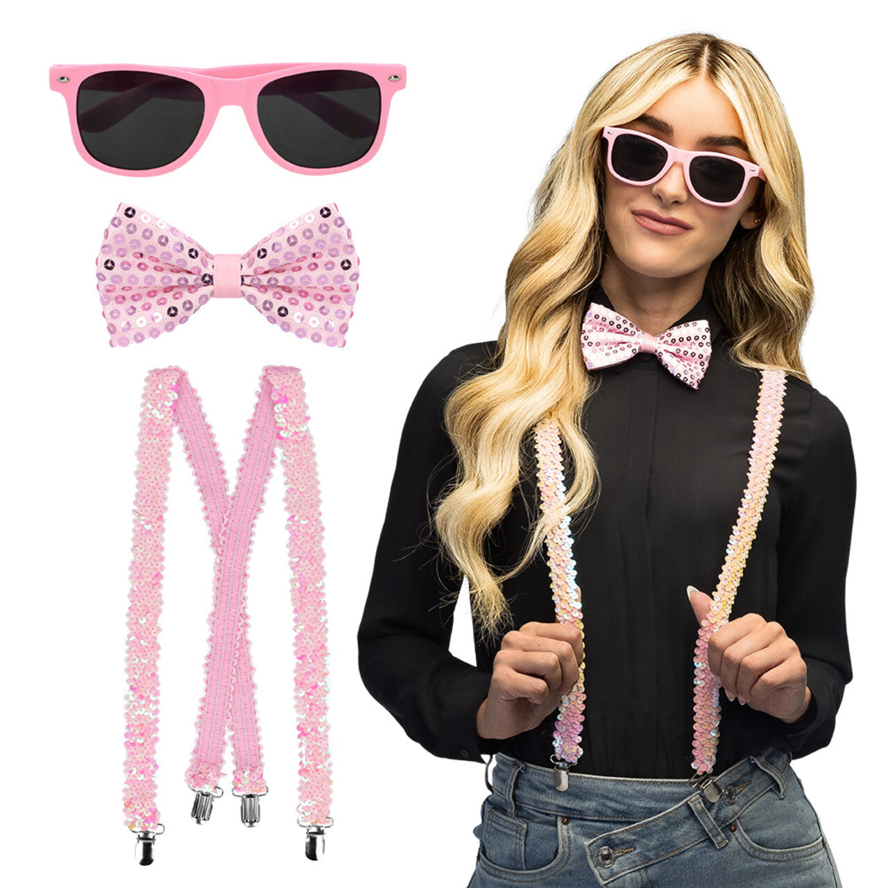 Op deze afbeelding zie je een Accessoires, van het merk Boland. Party Pailletten Set Roze