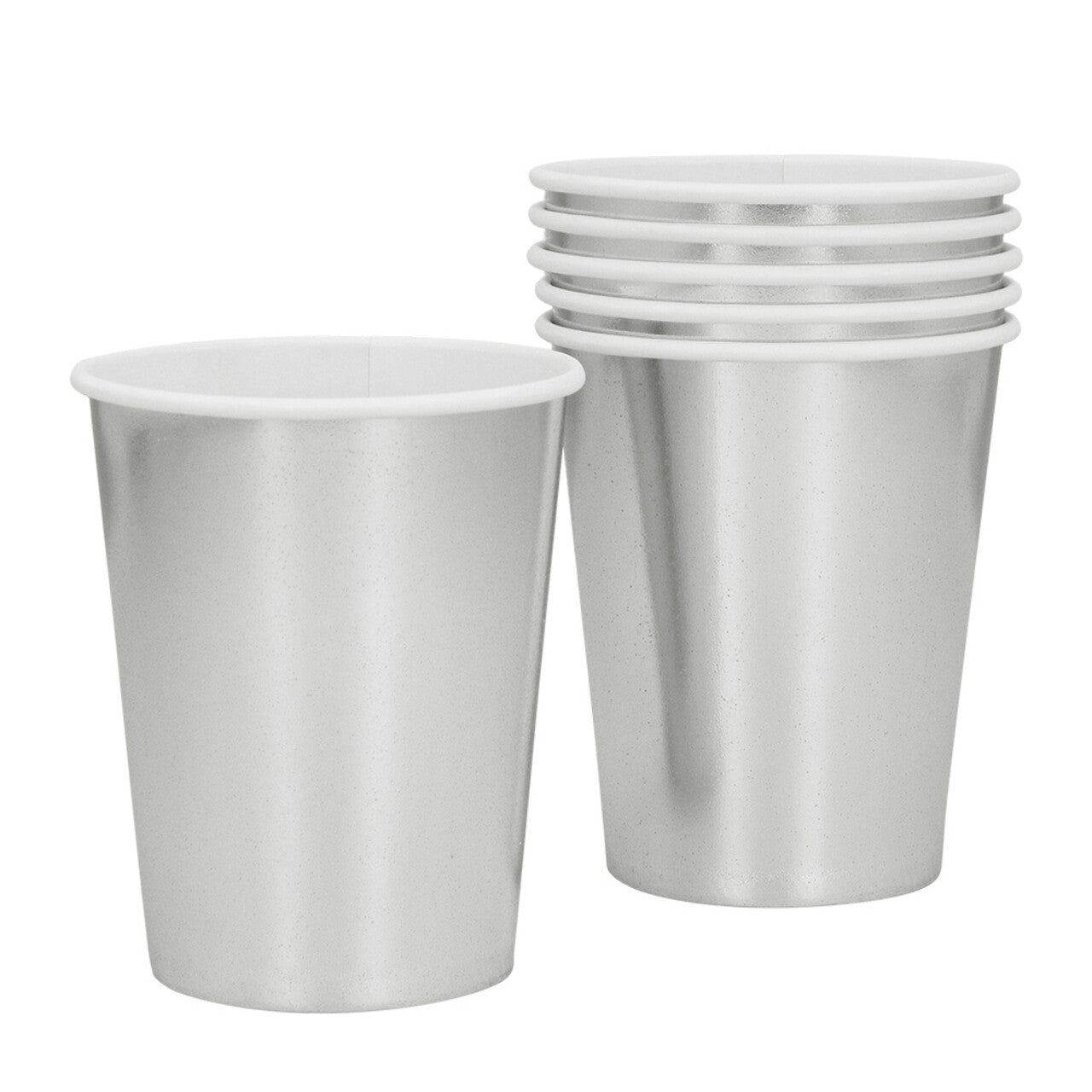 Op deze afbeelding zie je een Decoratie, van het merk Boland. Papieren Feestbekers Zilver 6 Stuks