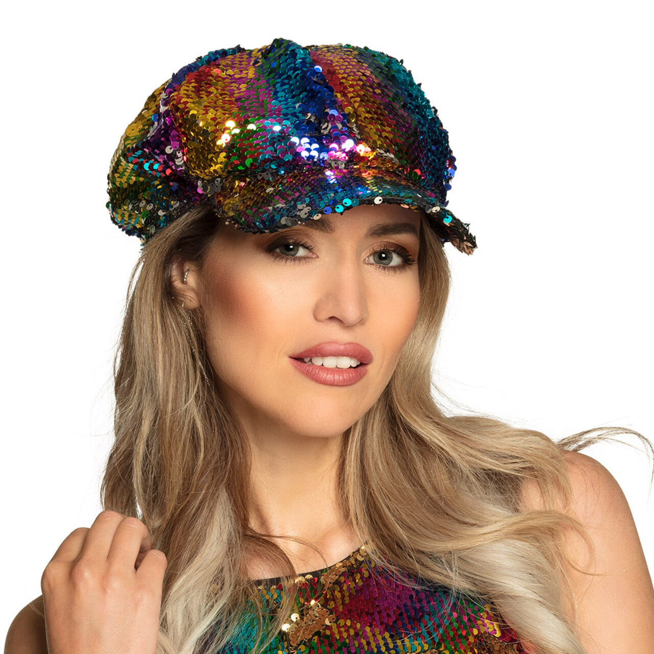Op deze afbeelding zie je een Accessoires, van het merk Boland. Pet Rainbow Glitter Switch (Omkeerbare Pailletten Regenboog / Zilver)