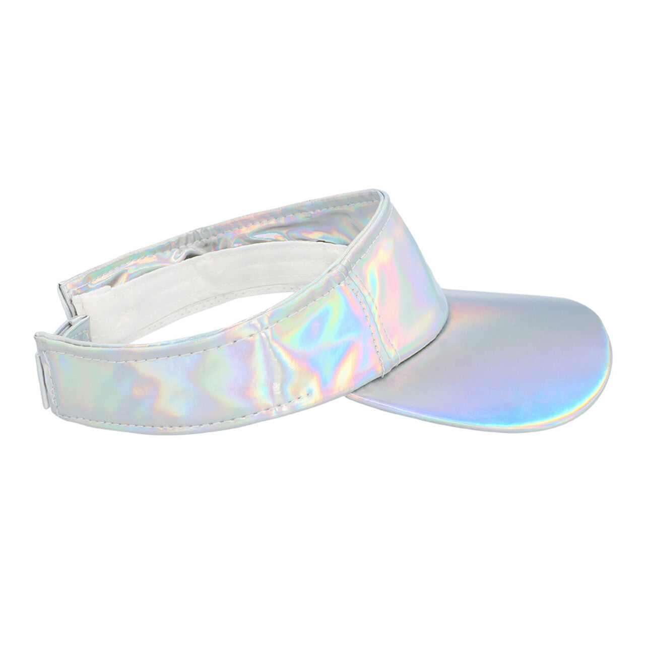 Op deze afbeelding zie je een Accessoires, van het merk Boland. Set Holo Festival Zilver (Zonneklep En Heuptasje)