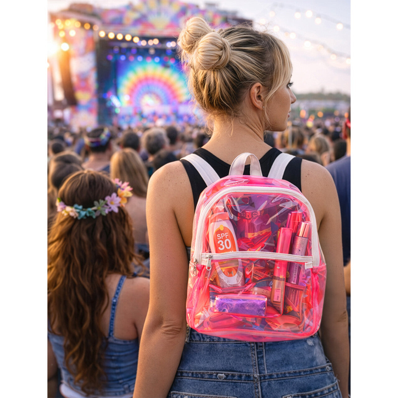 Op deze afbeelding zie je een Accessoires, van het merk Boland. Handige Rugzak Doorzichtig Roze