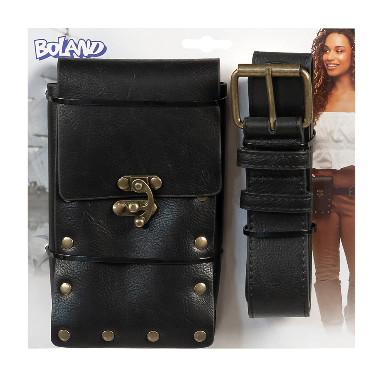 Op deze afbeelding zie je een Accessoires, van het merk Boland. Zwarte Lederlook Heuptas Met Riem Blayze