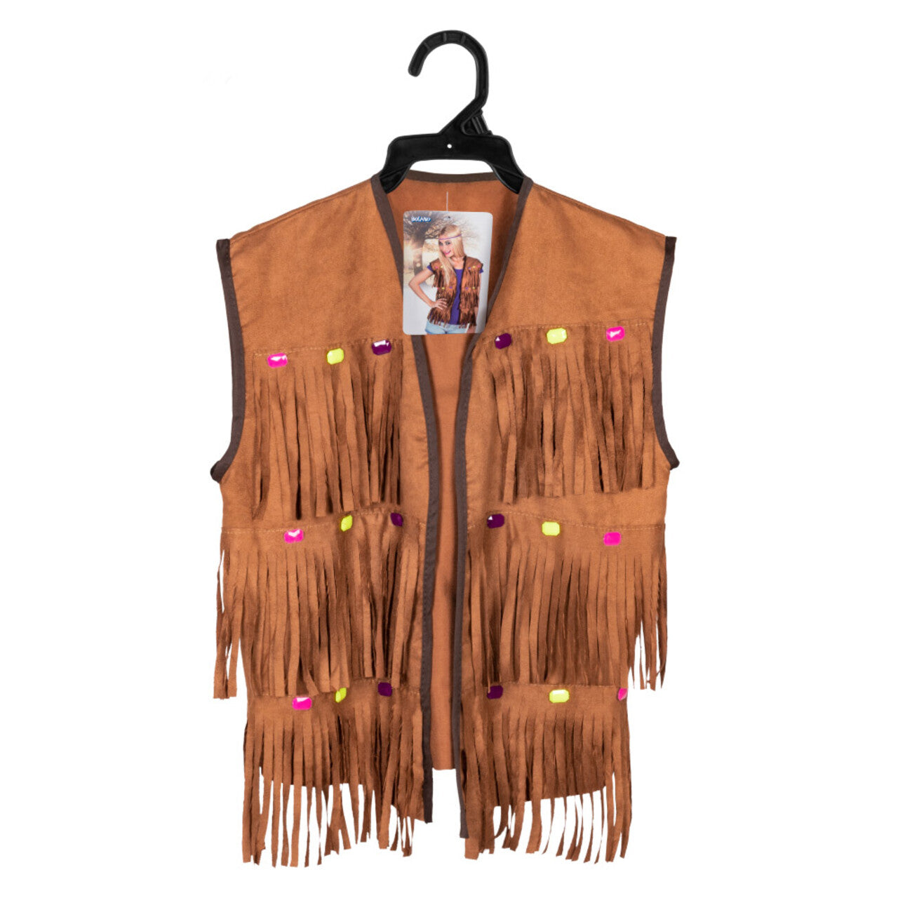 Op deze afbeelding zie je een Kostuums, van het merk Boland. Bohemian Hippie Vest Met Franjes Vrouw