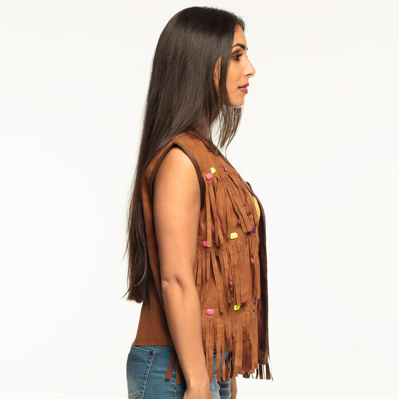 Op deze afbeelding zie je een Kostuums, van het merk Boland. Bohemian Hippie Vest Met Franjes Vrouw