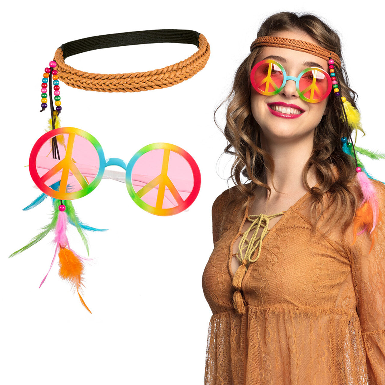 Op deze afbeelding zie je een Accessoires, van het merk Boland. Accessoire Set Hippie Bohemian Peacelover