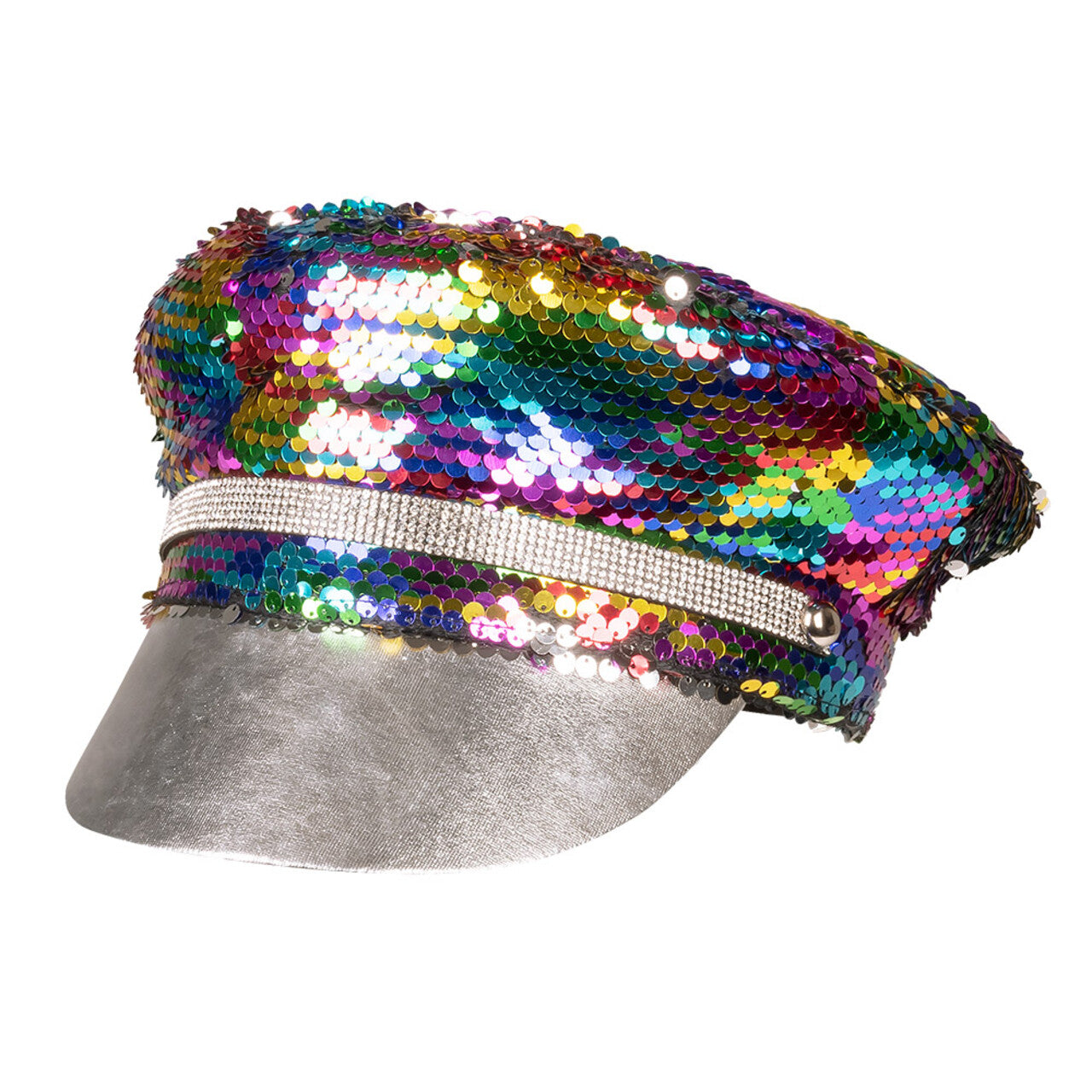 Op deze afbeelding zie je een Accessoires, van het merk Boland. Pet Rainbow Pailletten Blast (Omkeerbaar Regenboog / Zilver)