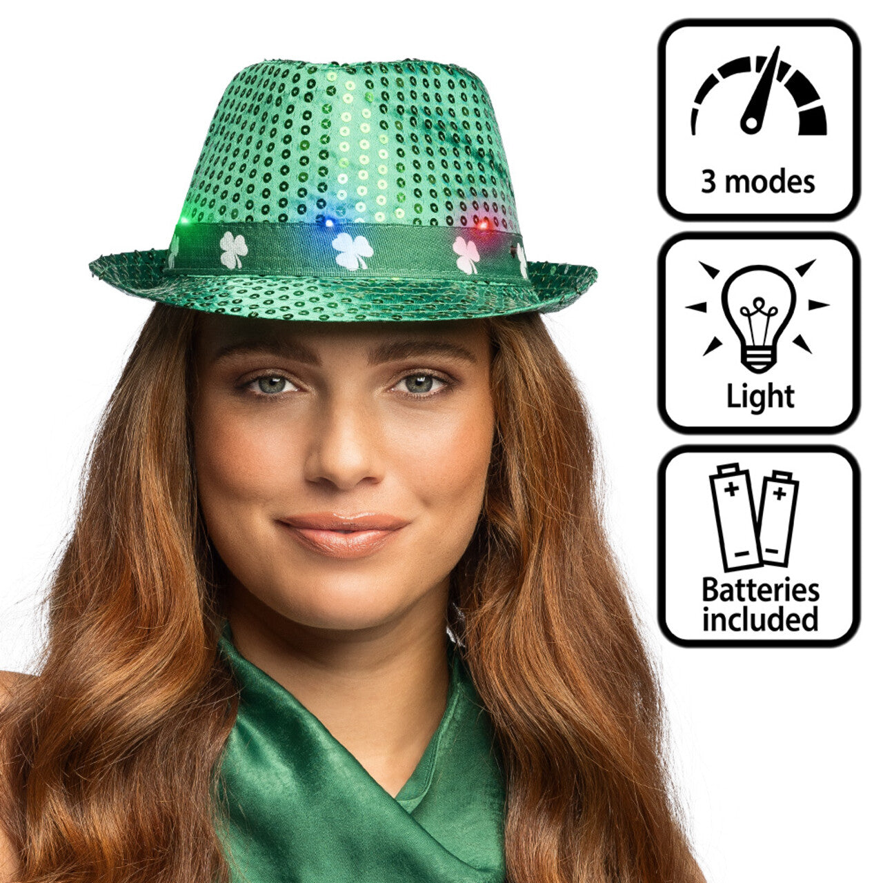 Op deze afbeelding zie je een Accessoires, van het merk Boland. St. Patrick’s Klaverhoed Led