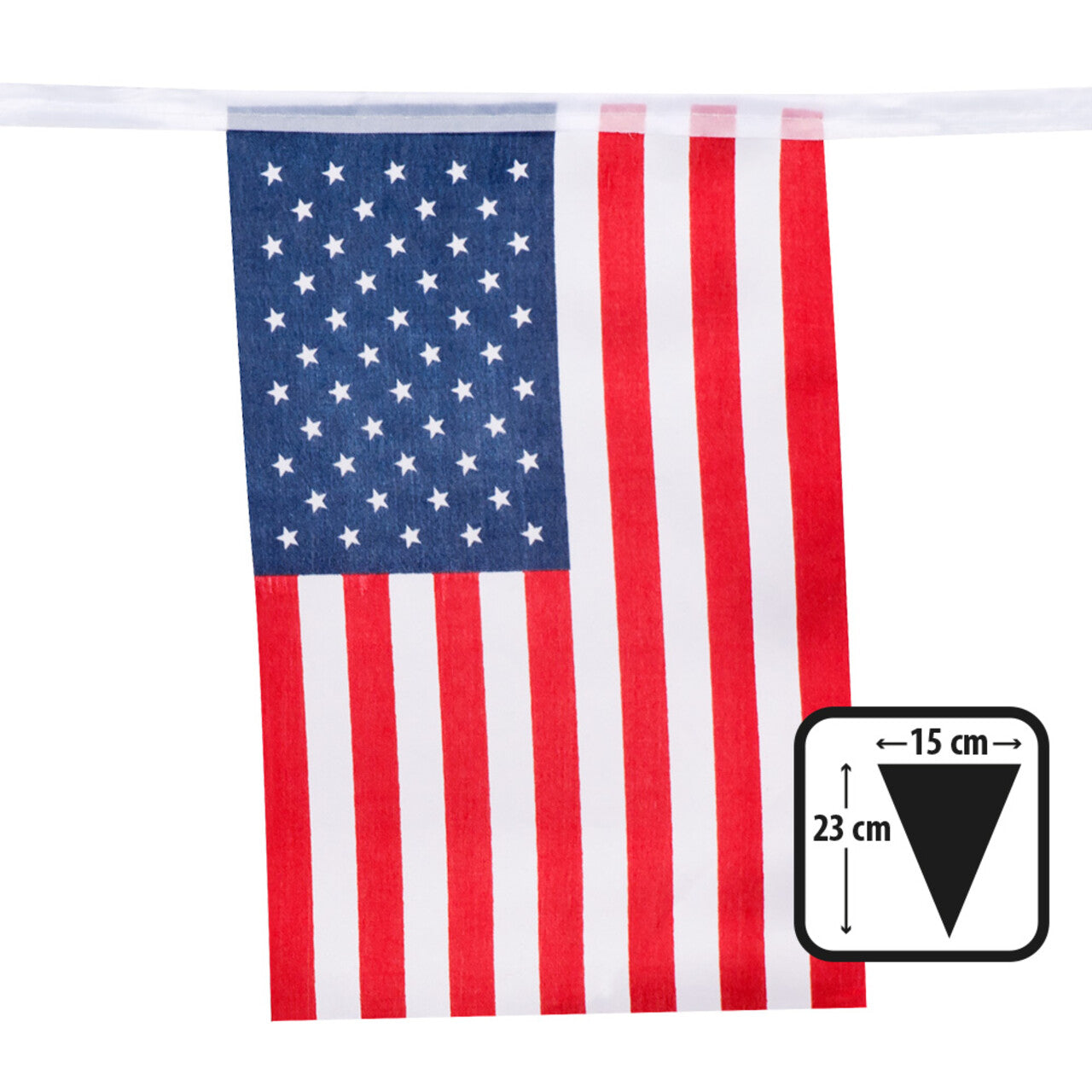 Op deze afbeelding zie je een Decoratie, van het merk Boland. Polyester Vlaggenlijn USA