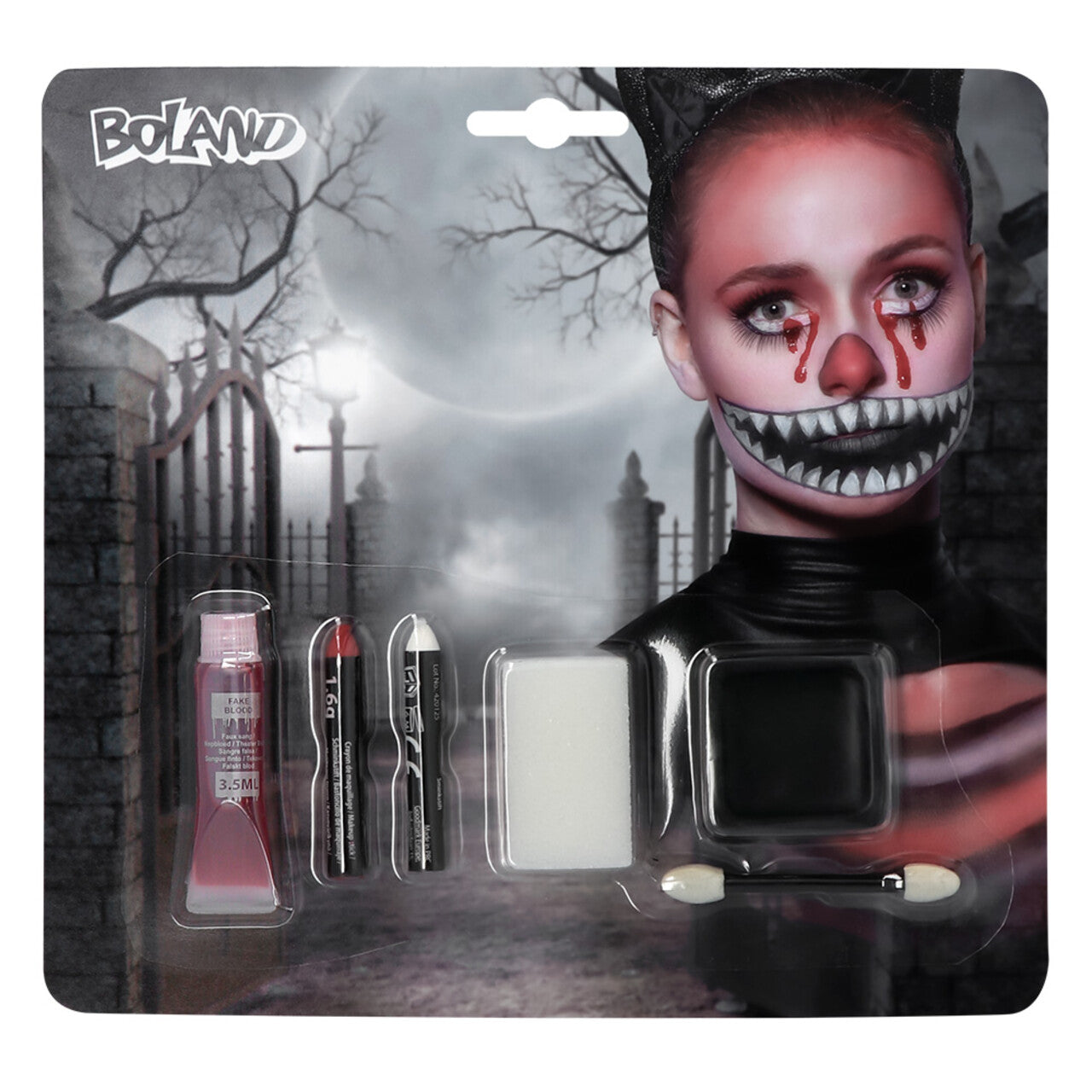 Op deze afbeelding zie je een Accessoires, van het merk Boland. Make-Up Kit Crazy Cat Halloween