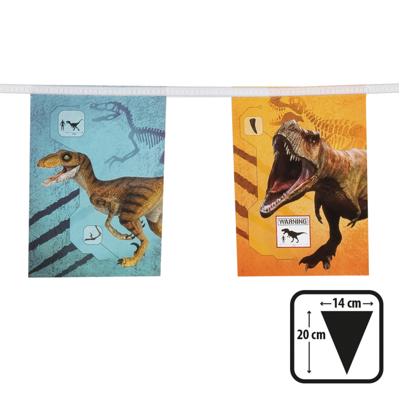 Op deze afbeelding zie je een Decoratie, van het merk Boland. Papieren Vlaggenlijn Dinosaurus Party