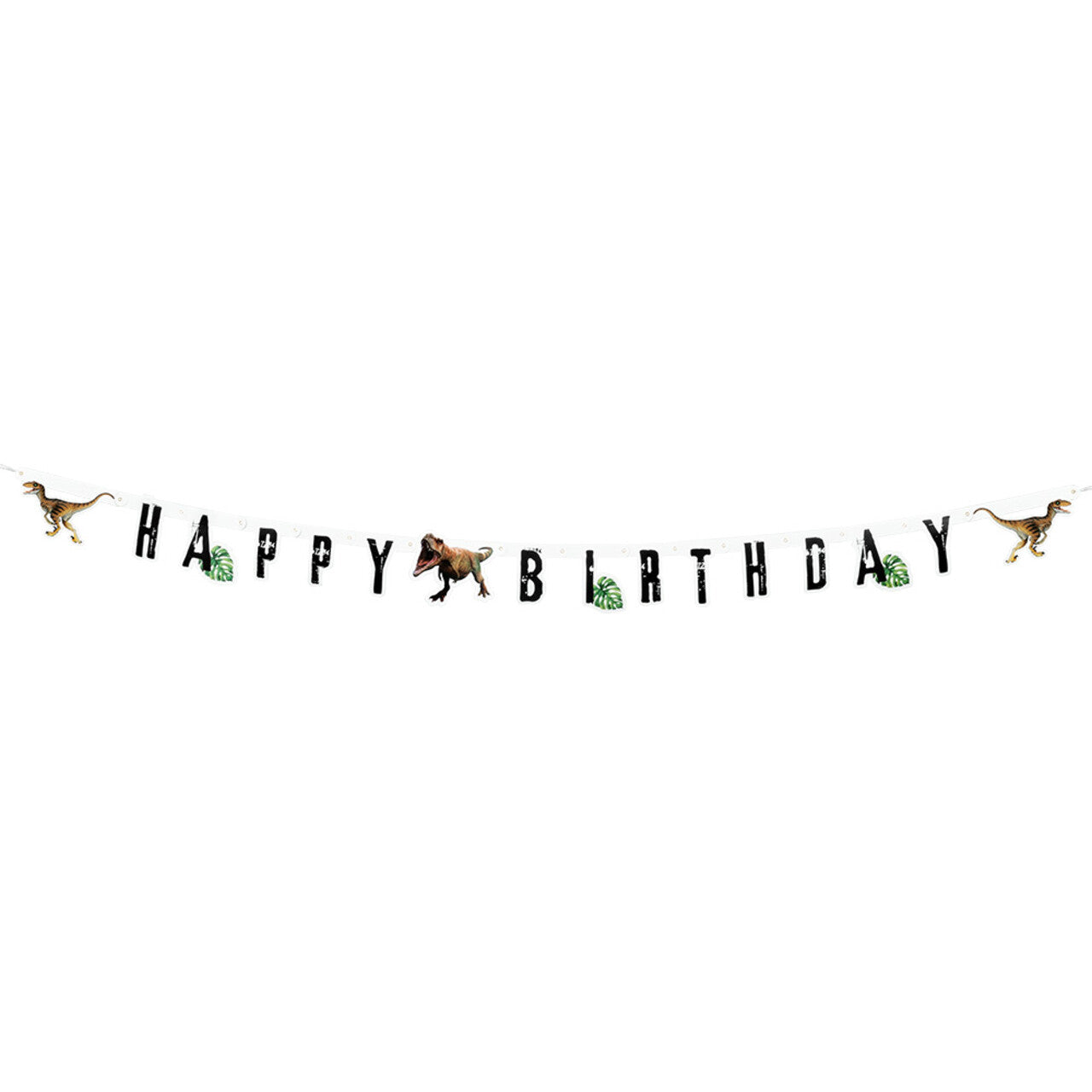 Op deze afbeelding zie je een Decoratie, van het merk Boland. Kartonnen Letterslinger T-Rex Happy Birthday