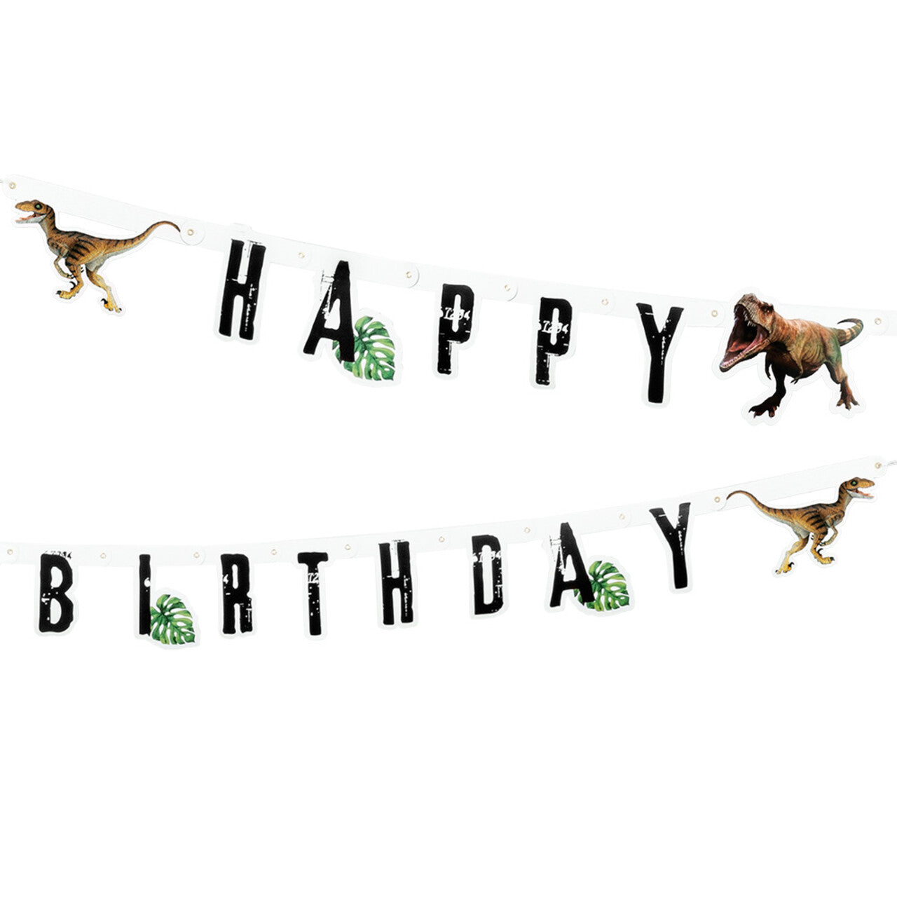 Op deze afbeelding zie je een Decoratie, van het merk Boland. Kartonnen Letterslinger T-Rex Happy Birthday