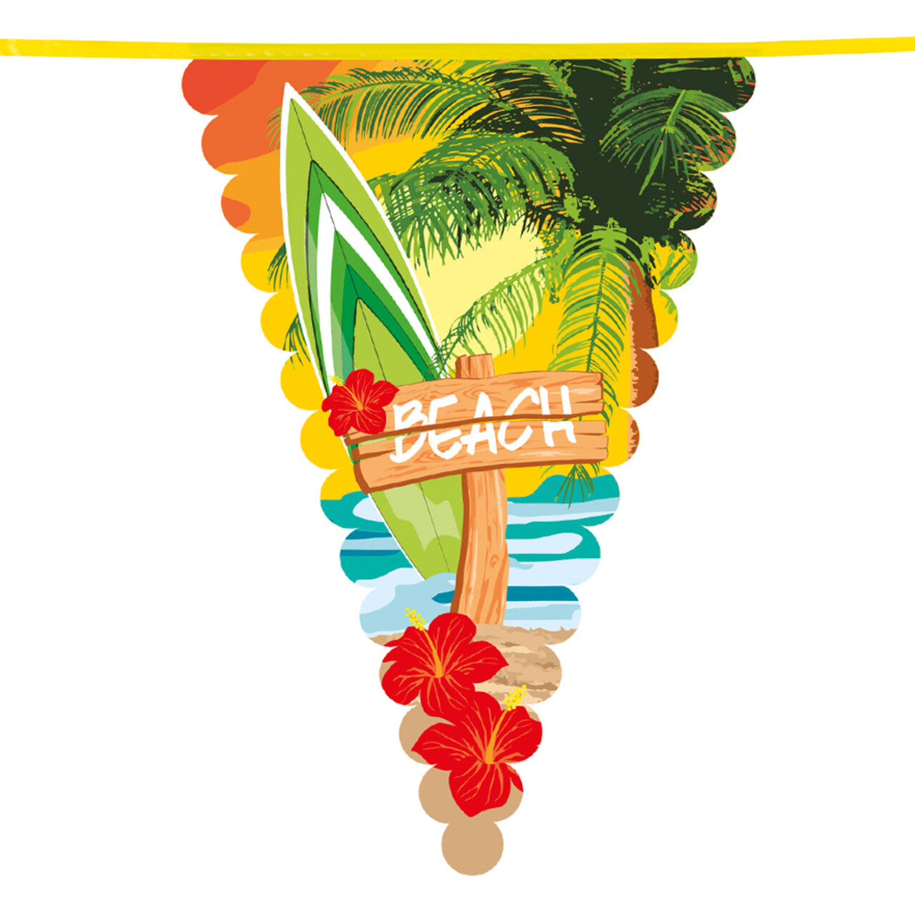 Op deze afbeelding zie je een Decoratie, van het merk Boland. Vlaggenlijn Met Grote Vlaggen Tropical Beach Party