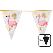 Op deze afbeelding zie je een Decoratie, van het merk Boland. Folie Vlaggenlijn Tropical Party Flamingo