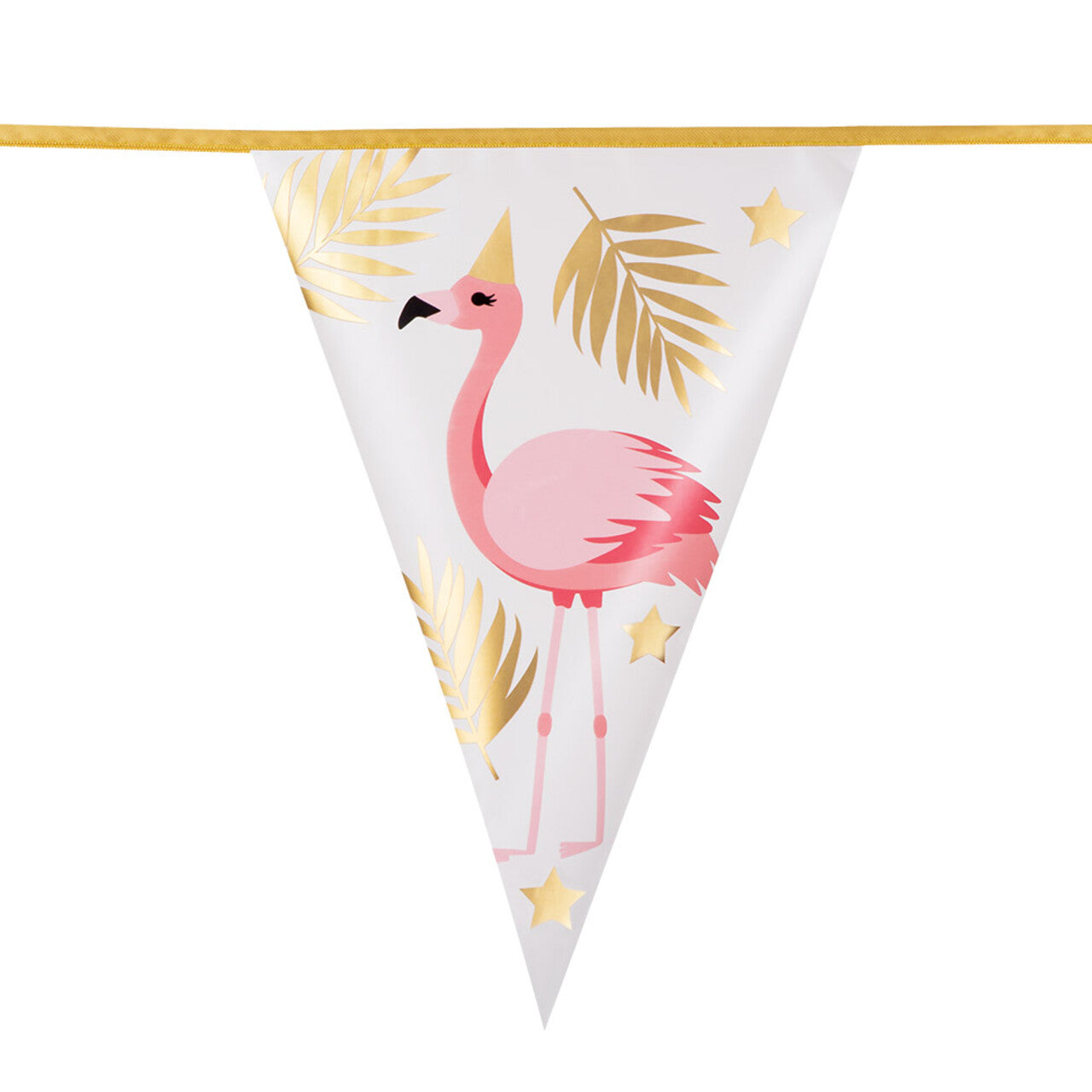 Op deze afbeelding zie je een Decoratie, van het merk Boland. Folie Vlaggenlijn Tropical Party Flamingo