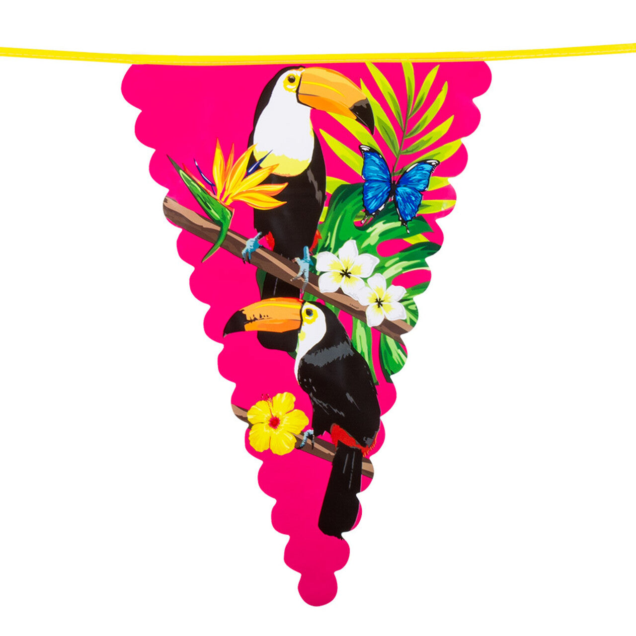 Op deze afbeelding zie je een Decoratie, van het merk Boland. Vlaggenlijn Met Grote Vlaggen Tropisch Feestje Toekan