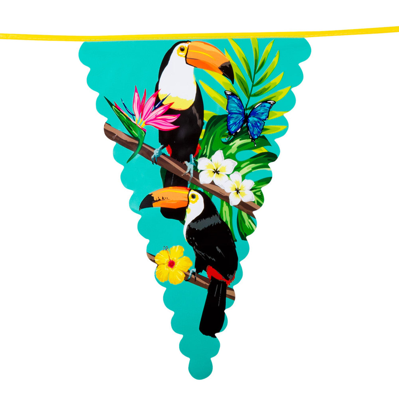Op deze afbeelding zie je een Decoratie, van het merk Boland. Vlaggenlijn Met Grote Vlaggen Tropisch Feestje Toekan