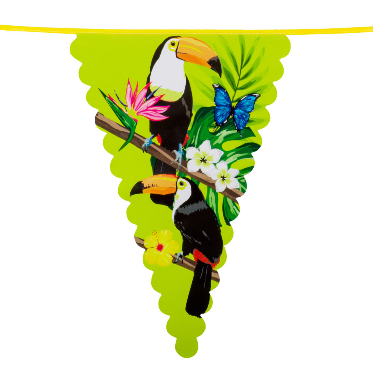 Op deze afbeelding zie je een Decoratie, van het merk Boland. Vlaggenlijn Met Grote Vlaggen Tropisch Feestje Toekan