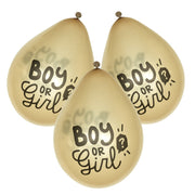 Op deze afbeelding zie je een Decoratie, van het merk Boland. Set 6 Latex Ballonnen Boy Or Girl Gender Party