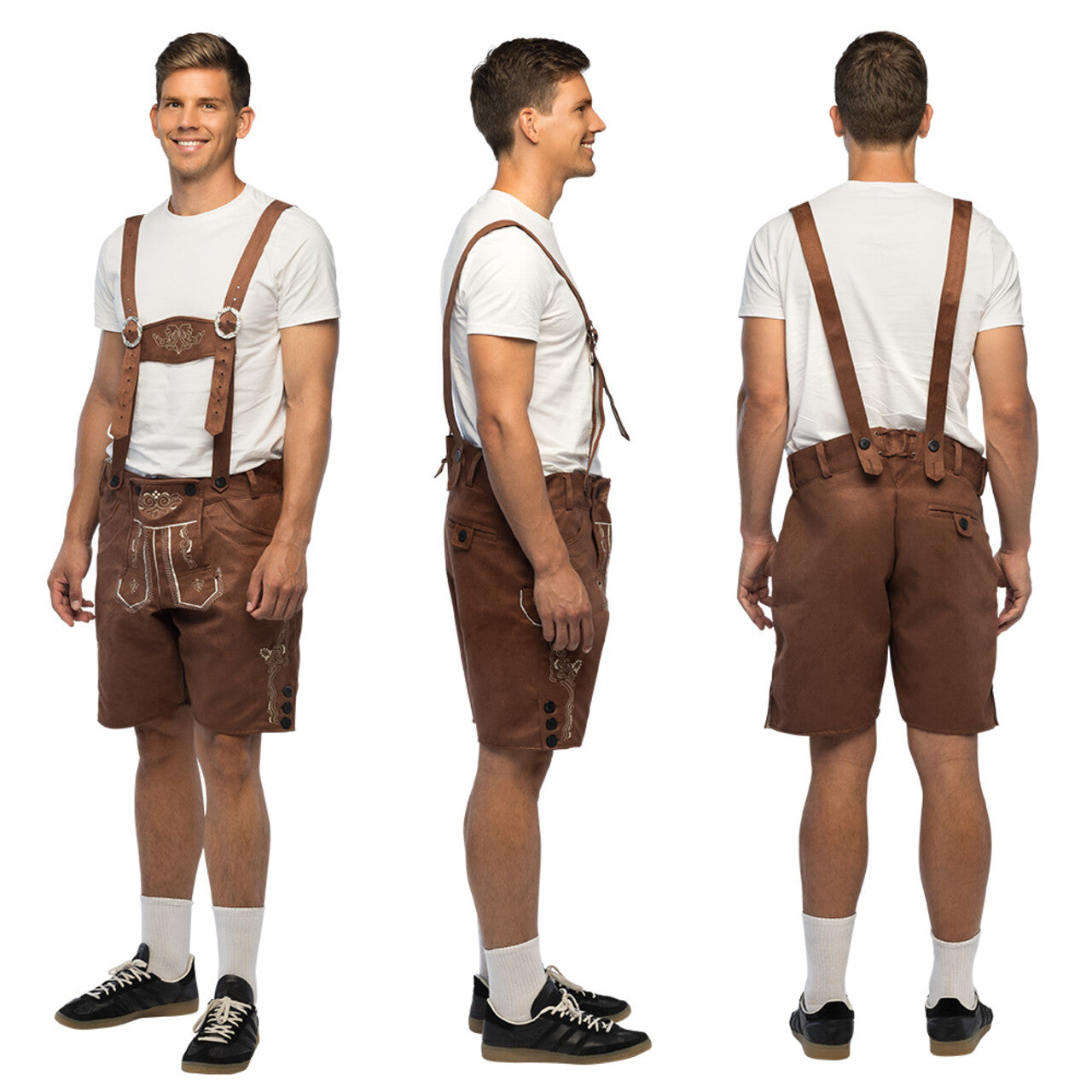 Op deze afbeelding zie je een Kostuums, van het merk Boland. Lederhose Bruin Tiroler Frits Man