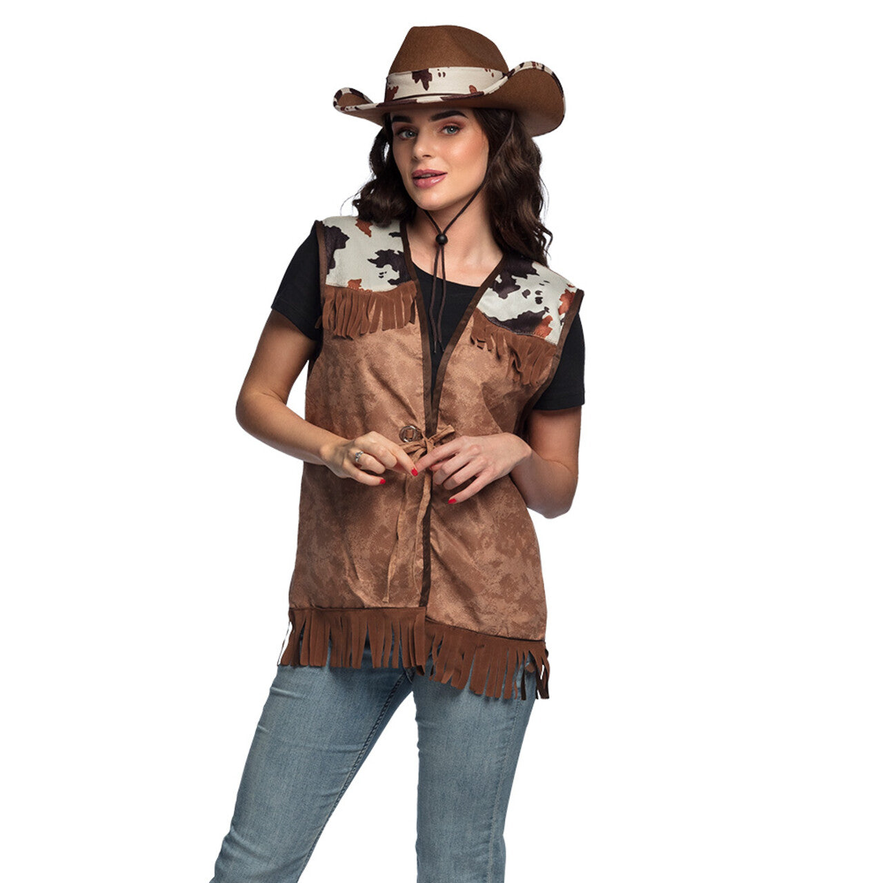 Op deze afbeelding zie je een Kostuums, van het merk Boland. Wild West Wendy Vest Vrouw