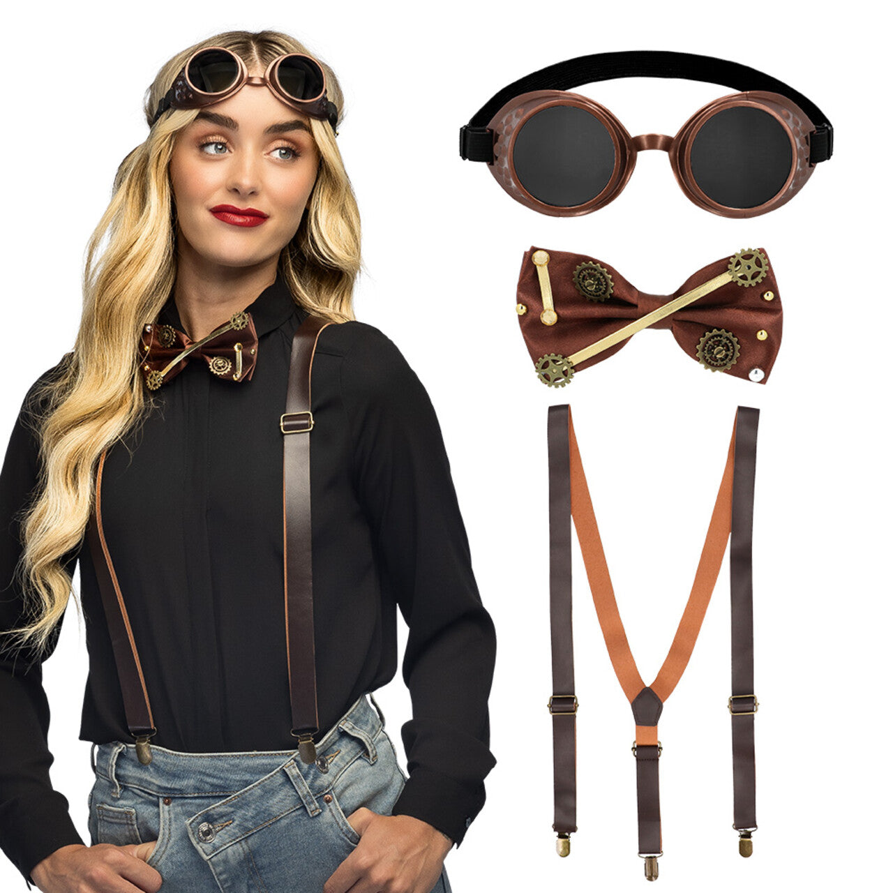 Op deze afbeelding zie je een Accessoires, van het merk Boland. Volle Druk Vooruit Steampunk Set