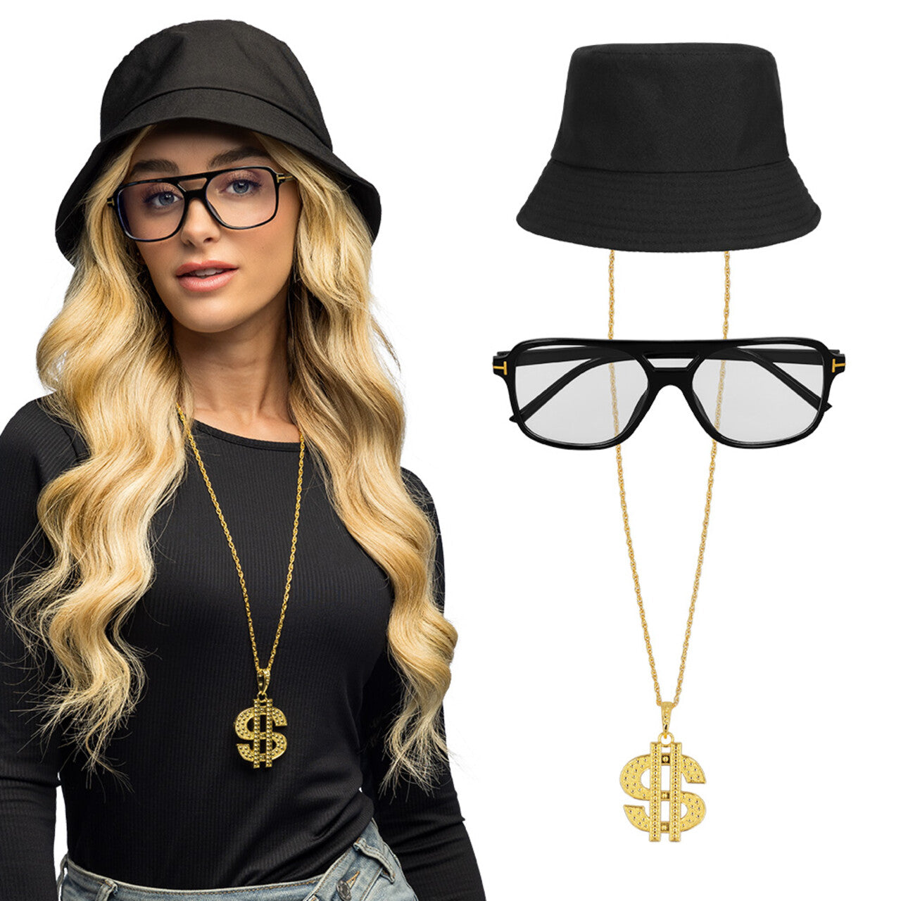 Op deze afbeelding zie je een Accessoires, van het merk Boland. Set Rapper Van De 80s Money Maker