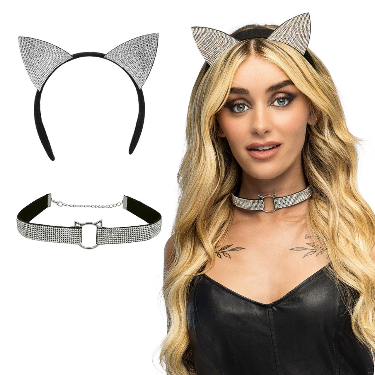 Op deze afbeelding zie je een Accessoires, van het merk Boland. Set Diamond Kitty Kat