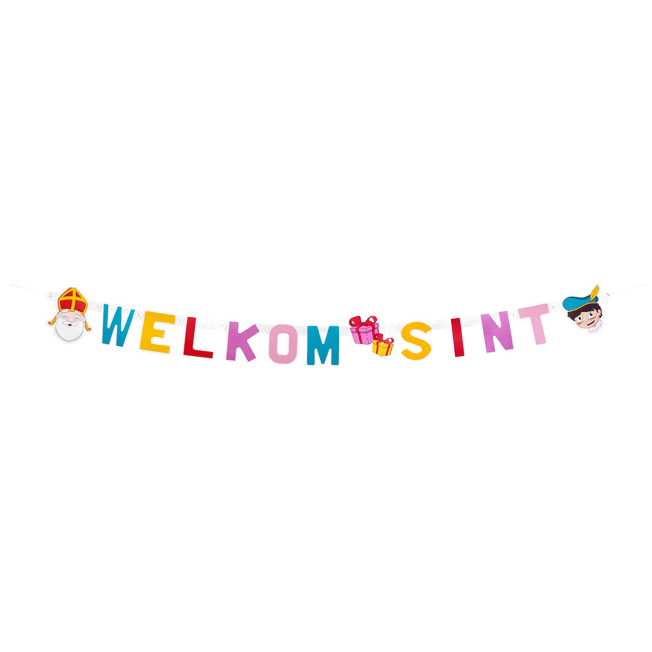 Op deze afbeelding zie je een Decoratie, van het merk Boland. Kartonnen Letterslinger welkom Sint (1,5 M)