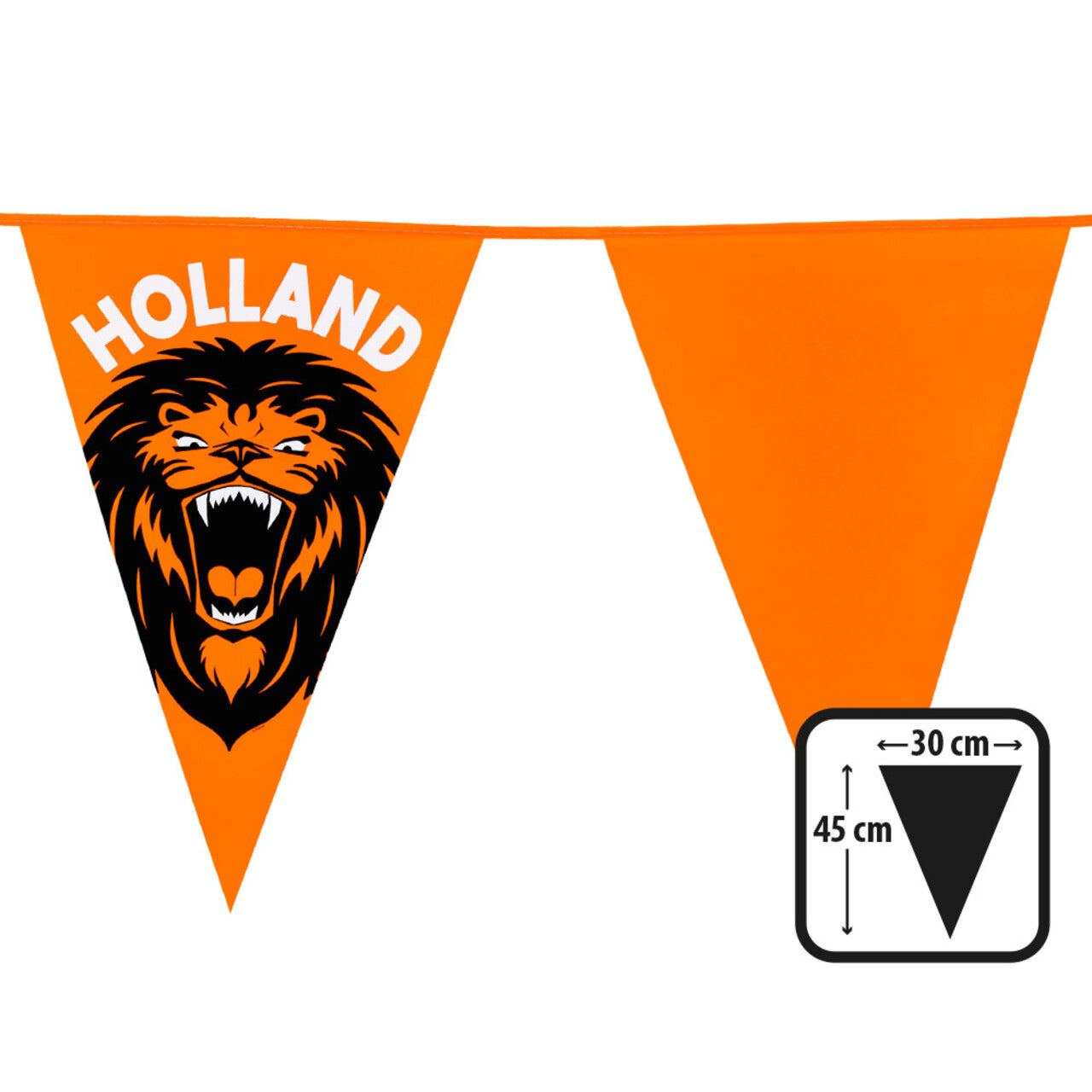 Op deze afbeelding zie je een Decoratie, van het merk Boland. Brul Je Gek! Oranje Reuzenvlaggenlijn 8 Meter