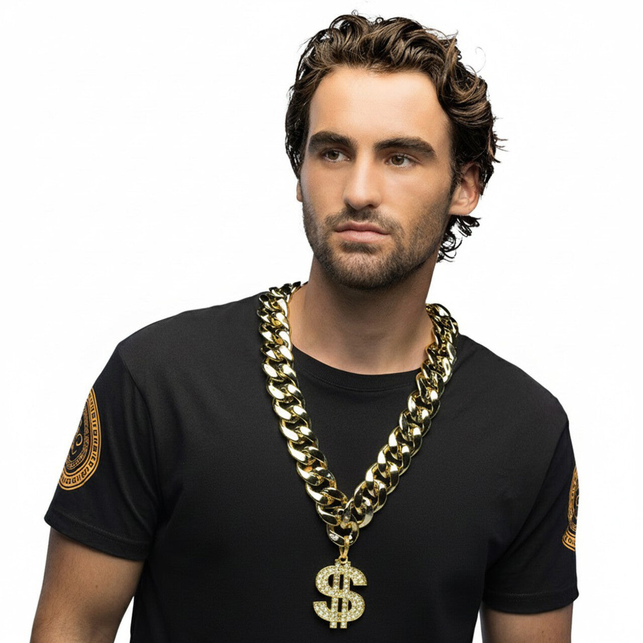 Op deze afbeelding zie je een Accessoires, van het merk Boland. Dikke Gouden Ketting Dollar Memphis
